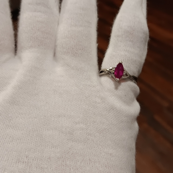 ❗️LAST DROP! 10K White Gold Ring Kay Jewelers Lab Ruby Diamonds Solid real 10kt - Picture 3 of 8